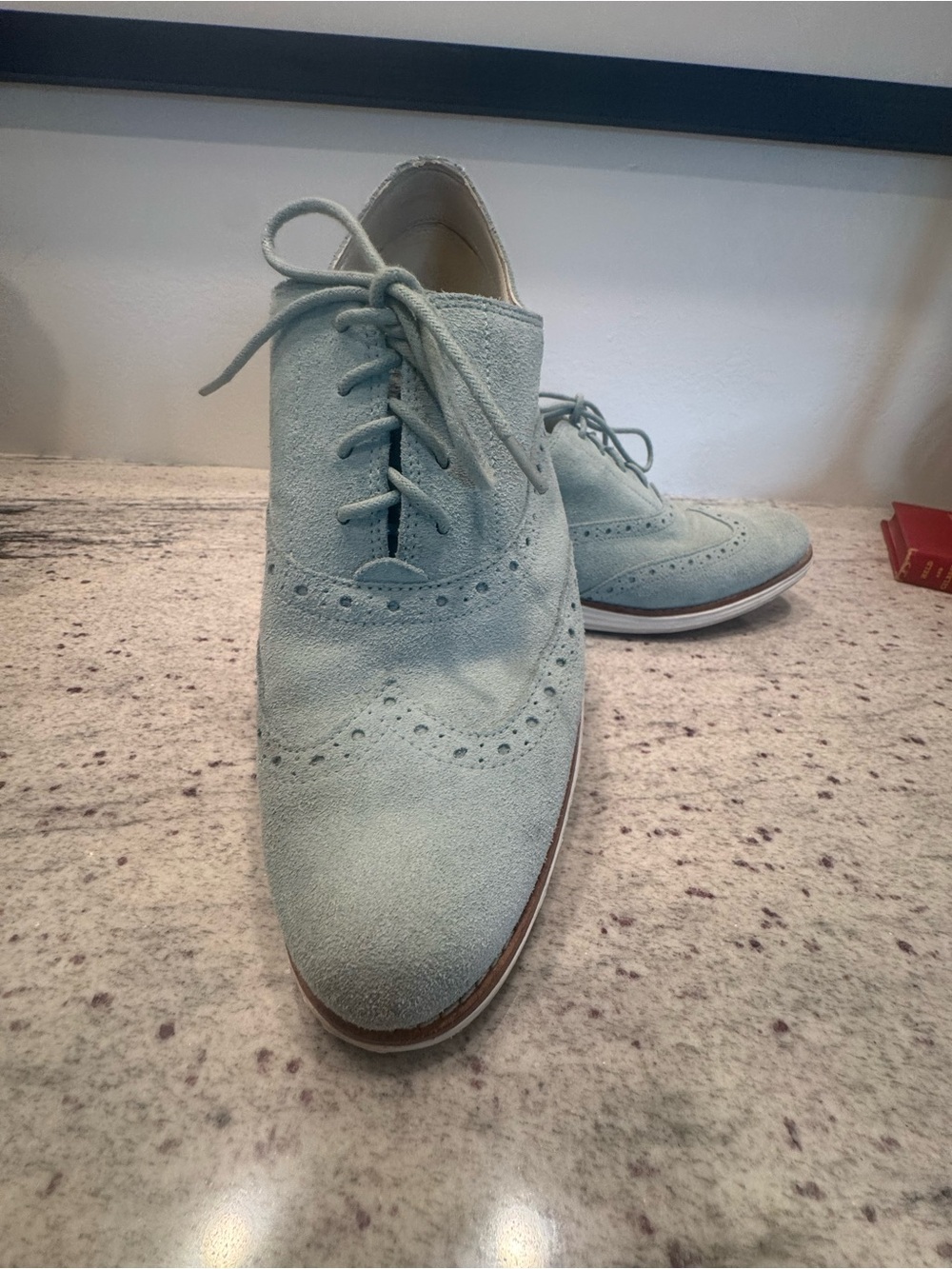 Cole Haan Light Blue Suede Wingtip Derbys